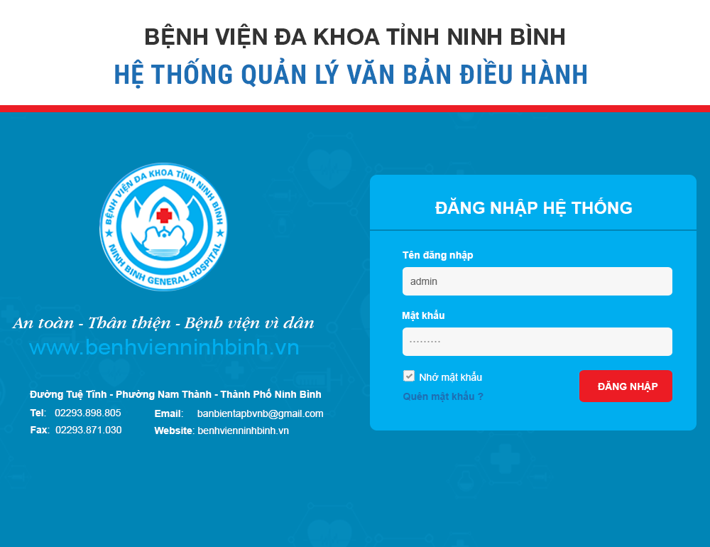 Xây dựng HT quản lý văn bản và điều hành cho BV Đa Khoa Ninh Bình